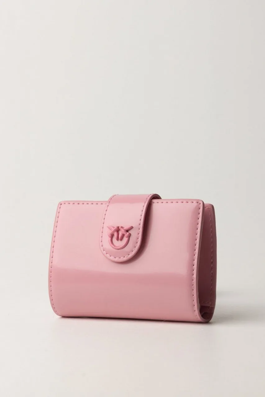 Wallet in pelle lucida ROSA MARINO-BLOCK COLOR