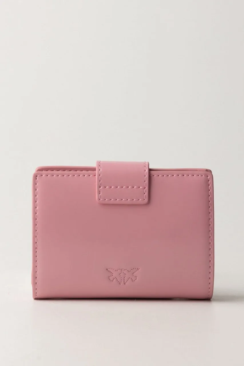 Wallet in pelle lucida ROSA MARINO-BLOCK COLOR